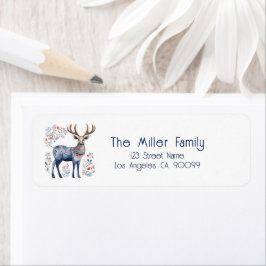 Etiqueta Scandinavian Folk Reindeer Personalized Text