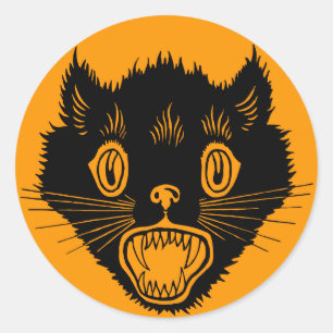 Etiqueta Scared vintage do Dia das Bruxas do gato
