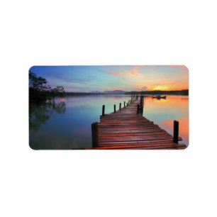 Etiqueta Scenic Sunrise Lake Jetty Pier
