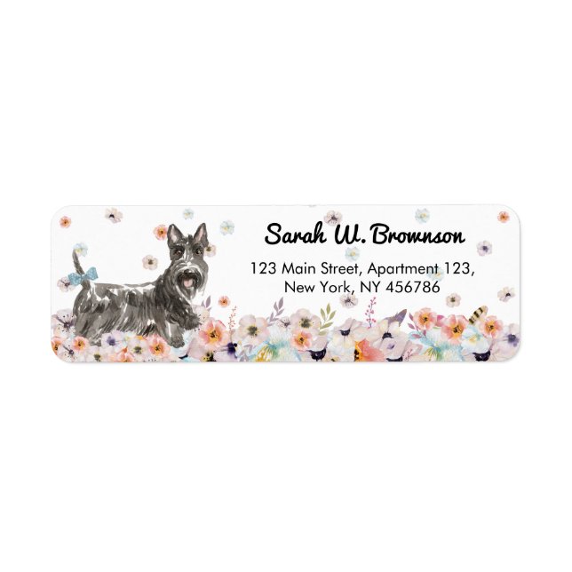 Etiqueta Scottish Terrier Abeerdenie Dog (Frente)