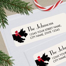 Etiqueta Scottish Terrier Christmas Red Arco Return Address