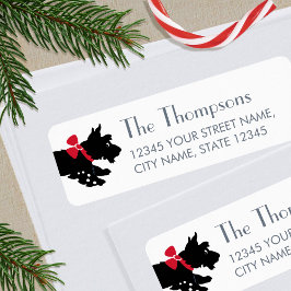 Etiqueta Scottish Terrier Christmas Red Arco White Return