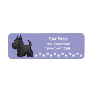 Etiqueta Scottish Terrier dos desenhos animados