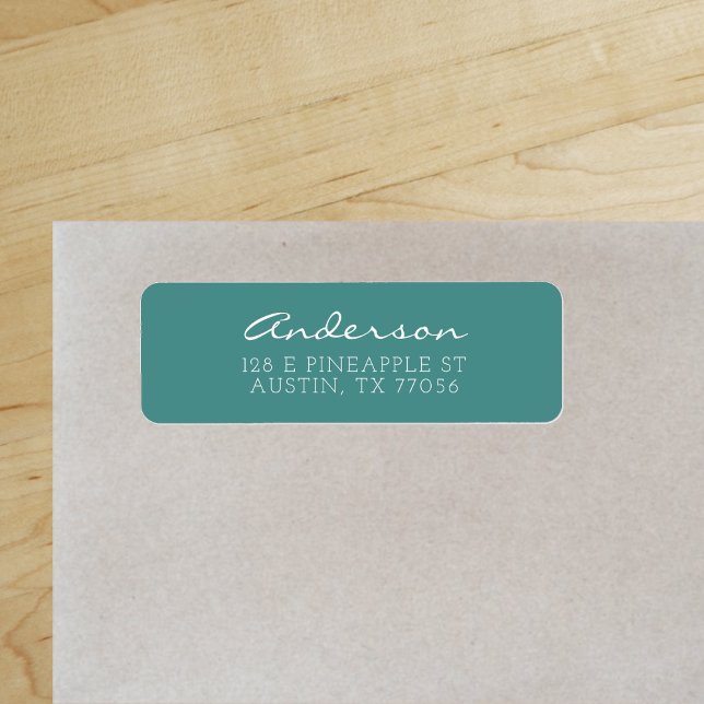Etiqueta Script da família personalizada | Teal | Endereço  ("Everyday is abundantly beautiful." 
Sincerely Best Wishes from Lucky Design World)