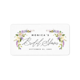 Etiqueta Script de Chá de panela Floral Roxo Elegante