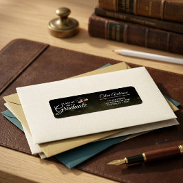 Etiqueta Script de Formatura Minimalista com Endereço de Re