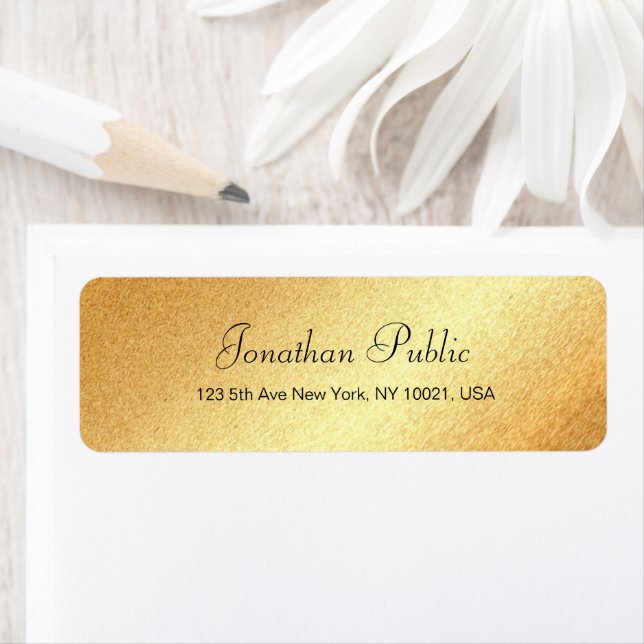 Etiqueta Script de Mão Moderna Elegante Elegante Dourado Fa (Insitu)