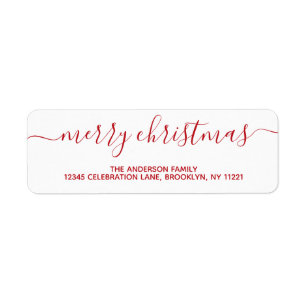 Etiqueta Script de Natal Simples de Vermelho Elegante Moder