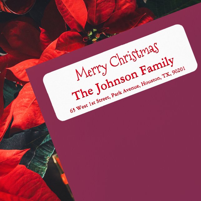 Etiqueta Script de Nome da Família de Feliz Natal Simples P (Custom Simple Merry Christmas Family Name Script Label)