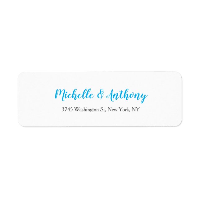 Etiqueta Script Elegante de Casamento Céu Azul (Frente)