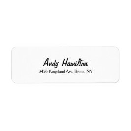 Etiqueta Script Elegante Moderno - Branco Preto Comum