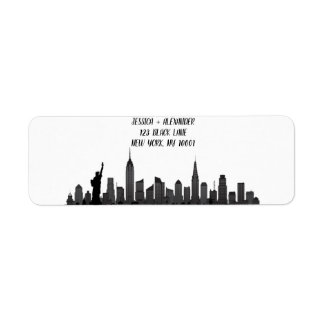Etiqueta Script Elegante Preto da Silhouette Skyline de Nov