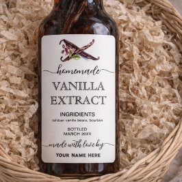 Etiqueta Script Homemade Madagascar Vanilla Extract Label