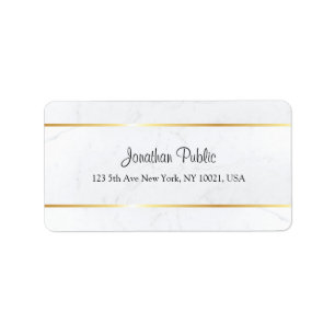 Etiqueta Script manuscrito de mármore branco Dourado perso