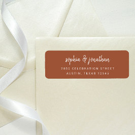 Etiqueta Script Minimalista Moderno Terracotta | Casamento