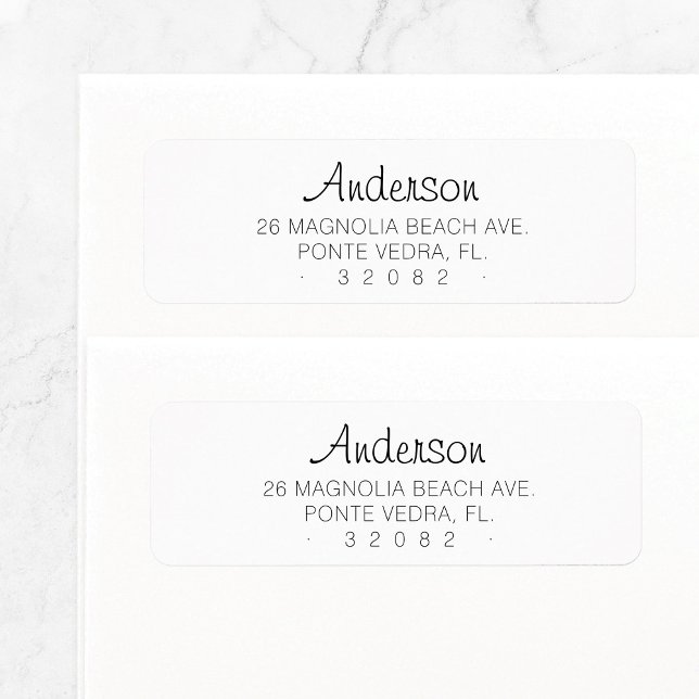 Etiqueta Script Mínimo Moderno 04 | Rótulo de Endereço de D (Modern handlettered name minimal basic font mix return address label design in black and white.)
