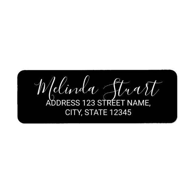 Etiqueta Script Moderno Preto e Branco (Frente)