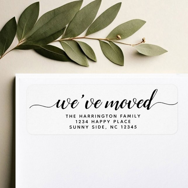 Etiqueta Script Moderno Simples Movimentamos novo endereço (Criador carregado)