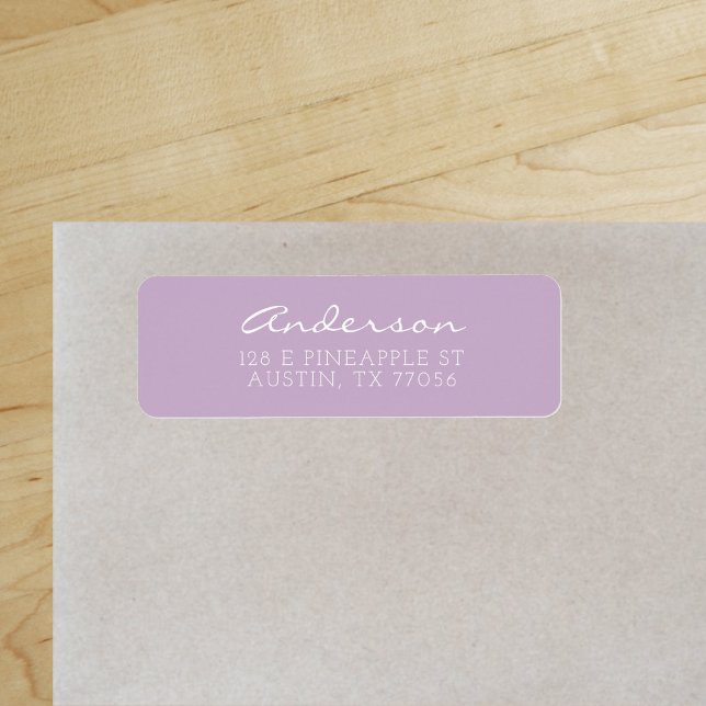 Etiqueta Script Personalizado de Família | Lavanda | Endere ("Everyday is abundantly beautiful." 
Sincerely Best Wishes from Lucky Design World)