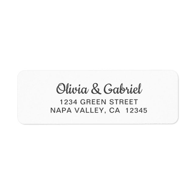 Etiqueta Script Simples. Endereço de Devolução de Casamento (Frente)