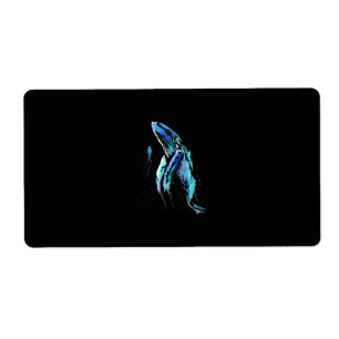 Etiqueta Scuba Diver Humpback Baleia Nadando Presente