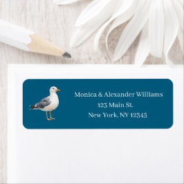 Etiqueta Seagull Bird Ocean Coast Beach Return Address