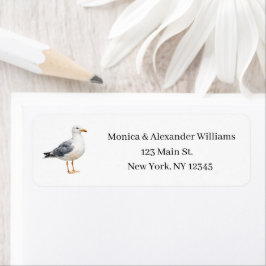 Etiqueta Seagull Bird Ocean Coast Beach Return Address