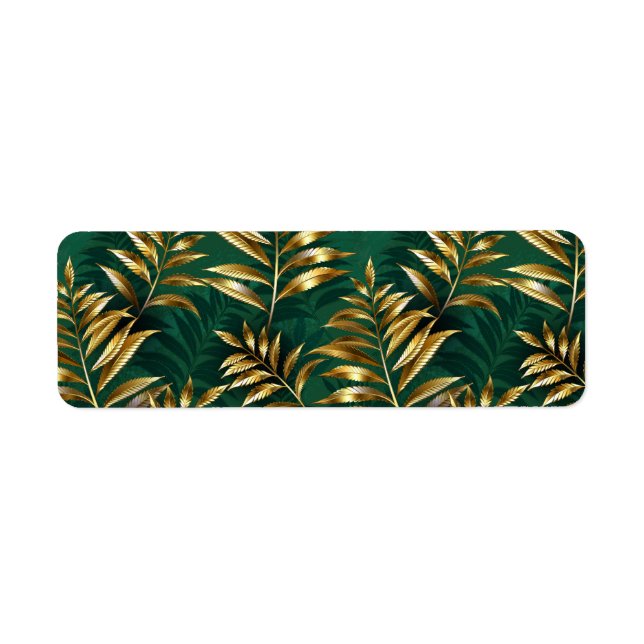 Etiqueta Seamless pattern with golden ferns (Frente)