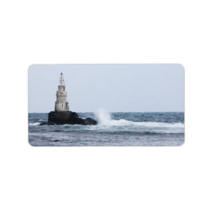 Etiqueta Seascape com farol