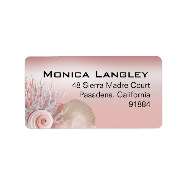 Etiqueta Seashell Dreams Beach Wedding rosa (Frente)