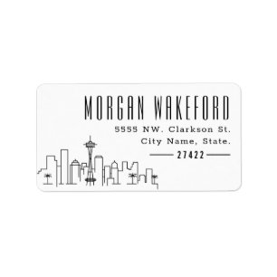 Etiqueta Seattle Modern Deco Skyline Large