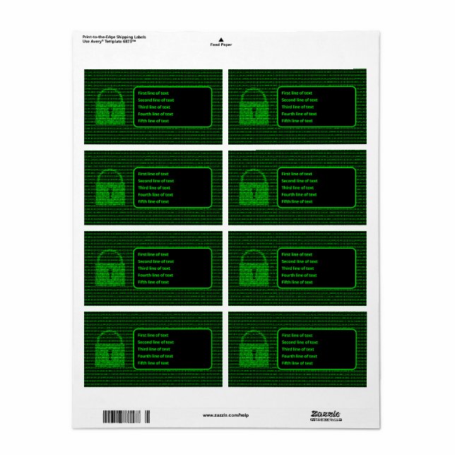 Etiqueta Segurança Cibernética de Computador & Info Serviço (Toda a folha)