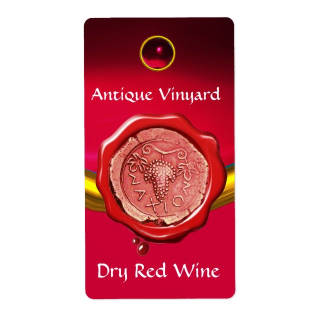 ETIQUETA SELO ANTIGO DE VINHO DE UVAS VERMELHA (Frente)