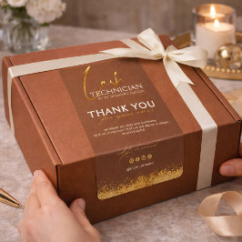 Etiqueta Selo de Lash Tech Dourado e Marrom | Beleza de Lux
