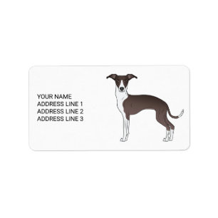 Etiqueta Selo E Galgo Italiano Branco Com Texto Personaliza