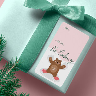 Etiqueta Sem Anjo De Neve Do Urso Da Madeira De Pequim