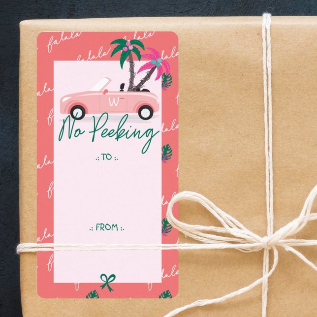 Etiqueta Sem Pequim Tropical Natal Rosa Convertível (No Peeking Tropical Christmas Pink Convertible)