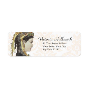 Etiqueta Senhora bonito do Victorian na parte traseira do