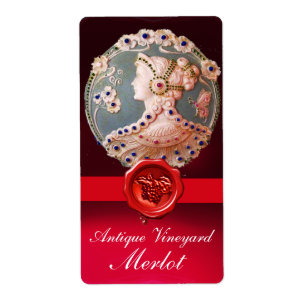 ETIQUETA SENHORA COM FLORES DE UVAS VERMELHAS CAIXA DE SELA