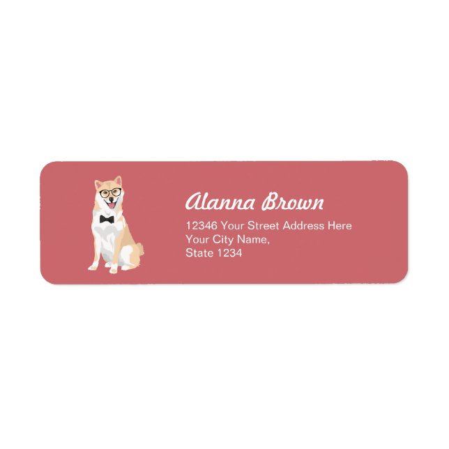 Etiqueta Sentado com o Hipster Legal Shiba Inu para Pássaro (Frente)