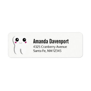 Etiqueta Sentido de Desenho Feliz Dente Dentária Sorrindo