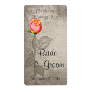 Etiqueta Sepia Vintage Spot Colour Peace Rosa Weding Wine