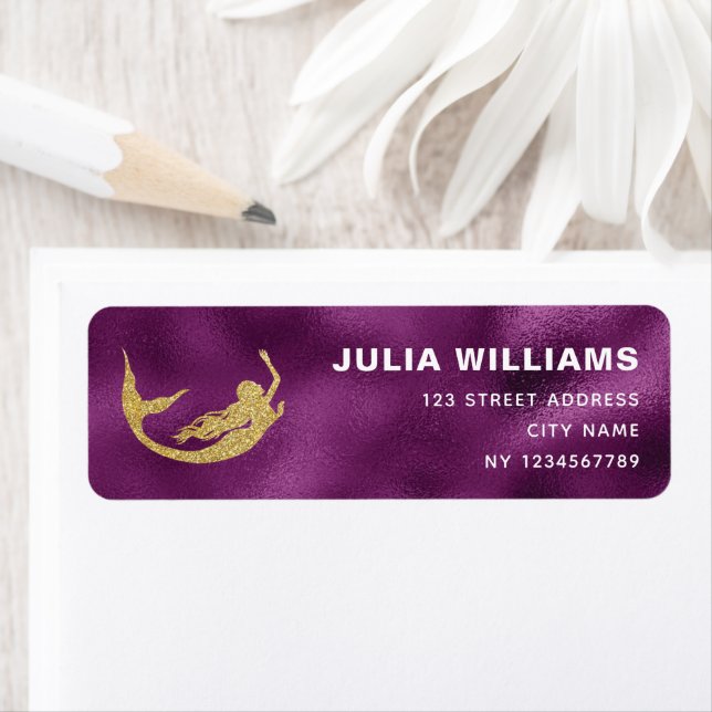 Etiqueta Sereia Aniversário Roxo Dourado (Insitu)