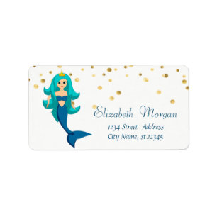 Etiqueta Sereia, branco, confete da folha Dourado do falso