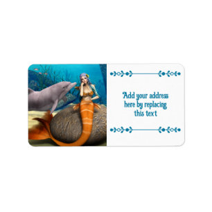 Etiqueta Sereia Triste e Golfinho