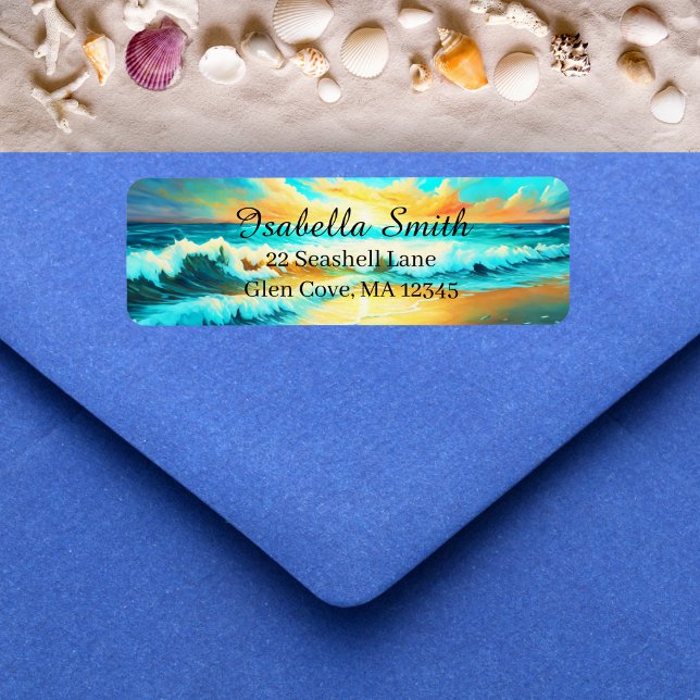Etiqueta Serenidade à Beira-Mar Personalizar Endereço de Re (Ocean's calm: our address, your serenity.)