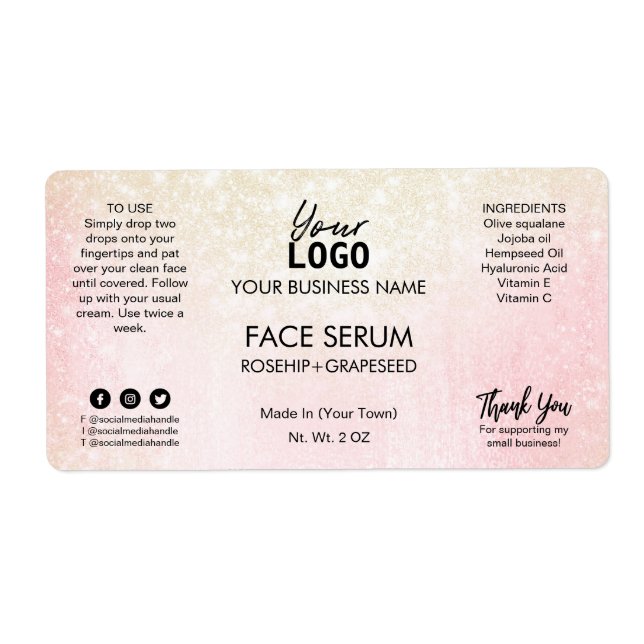 Etiqueta Seringa Rosa Com Vista Do Shimmer (Frente)