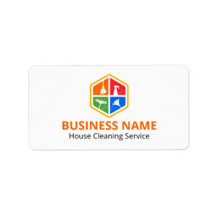 Etiqueta Serviço de Limpeza de Casa com Logotipo Colorido M