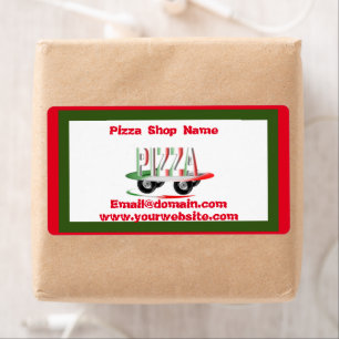 Etiqueta Serviço de pizza, verde vermelho, personalizado
