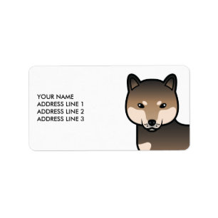Etiqueta Sesame Shiba Inu Cão de Cartoon em Cute e Texto Pe